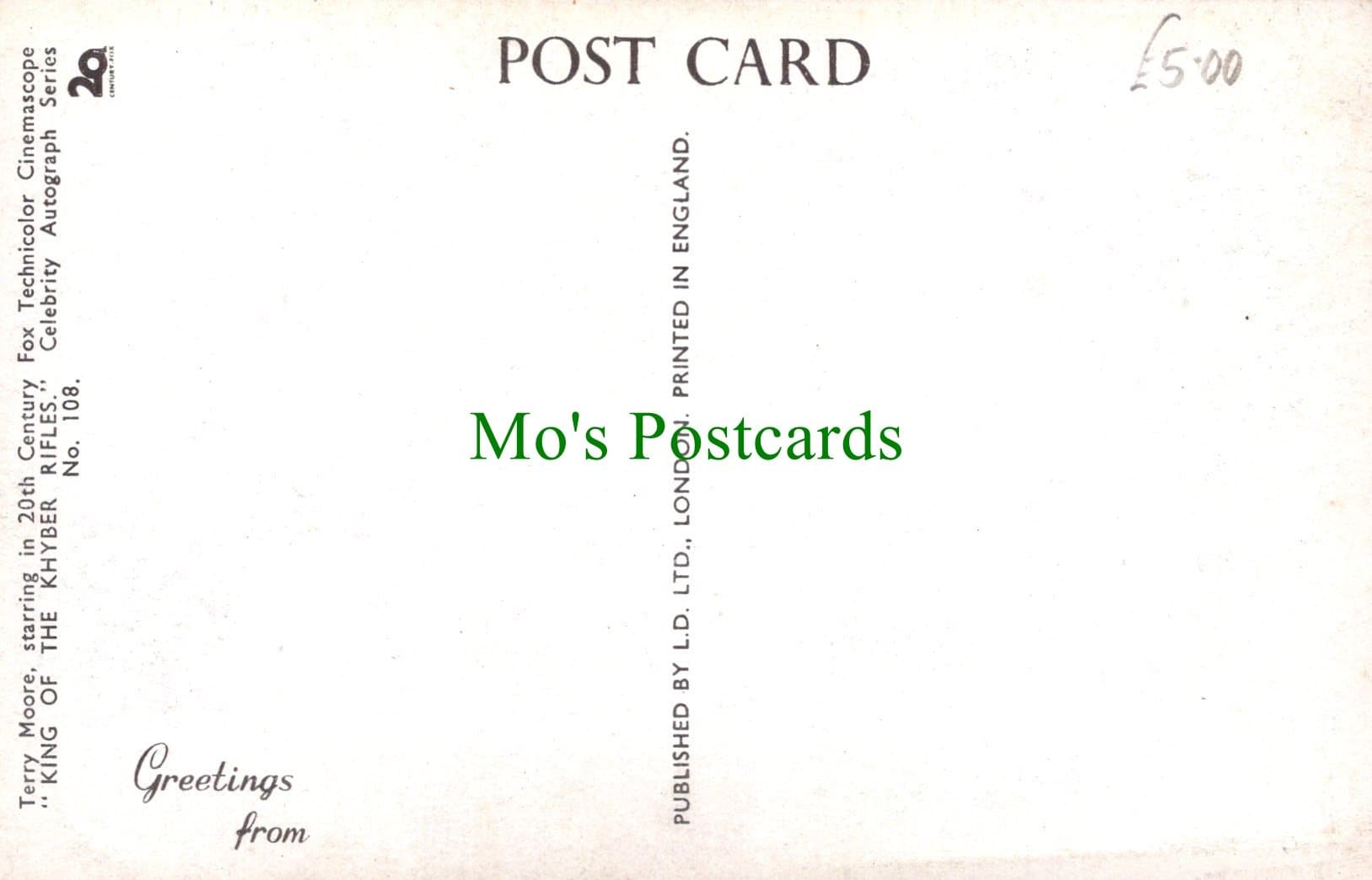 Actress Postcard - Film Star Terry Moore