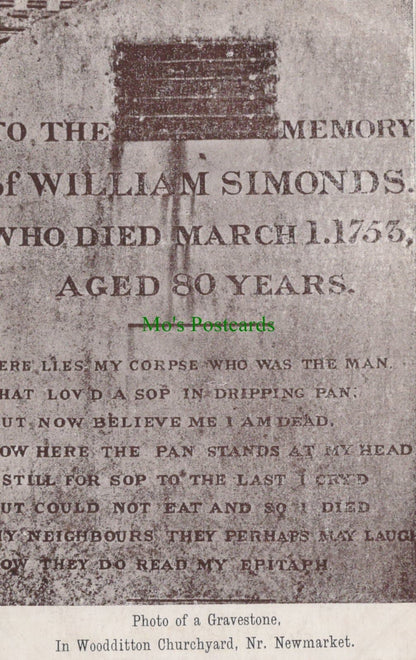Gravestone, Woodditton Churchyard, Cambridgeshire