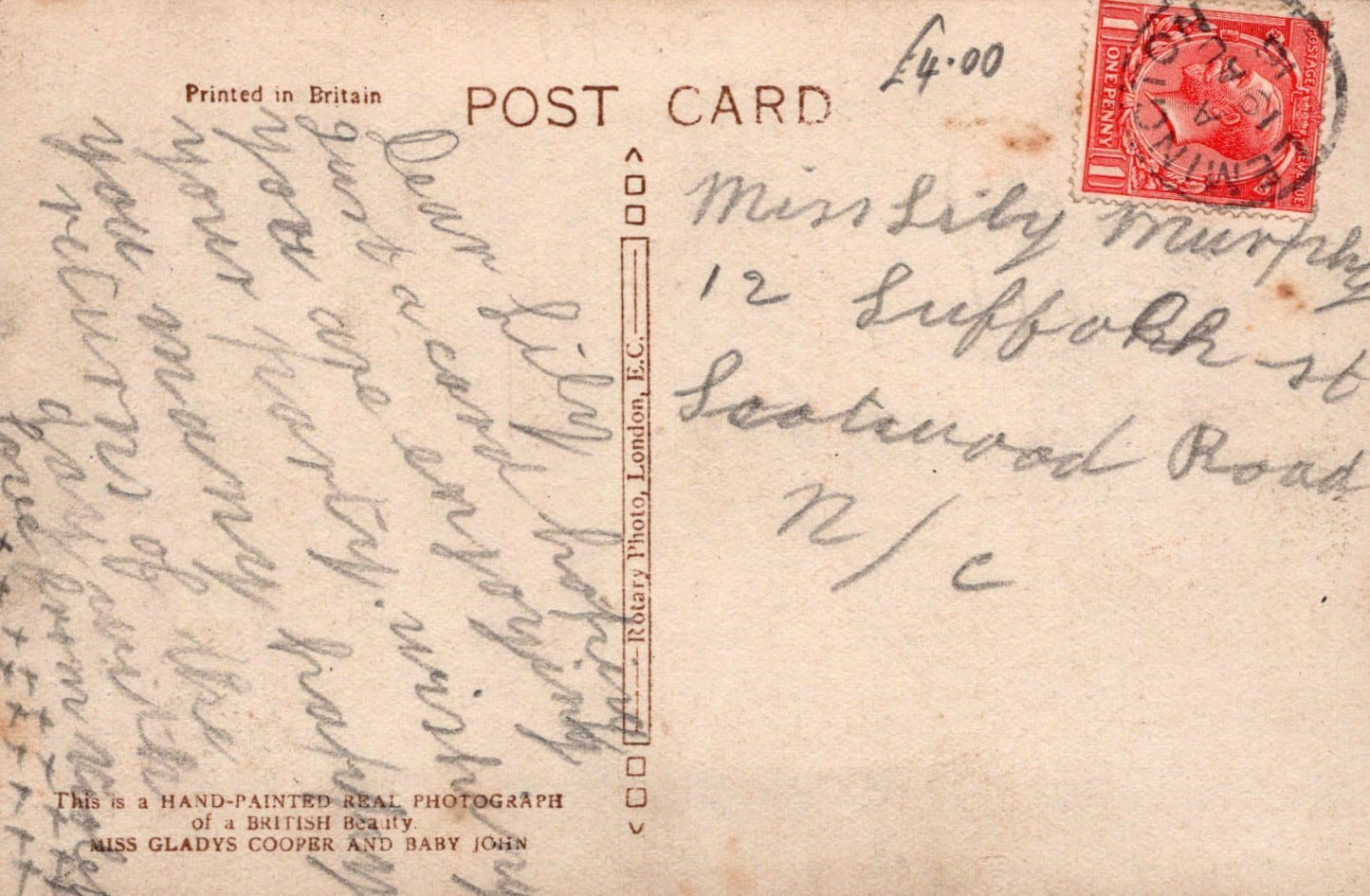 Actress Postcard - Miss Gladys Cooper and Baby John, 1916 - Mo’s Postcards 