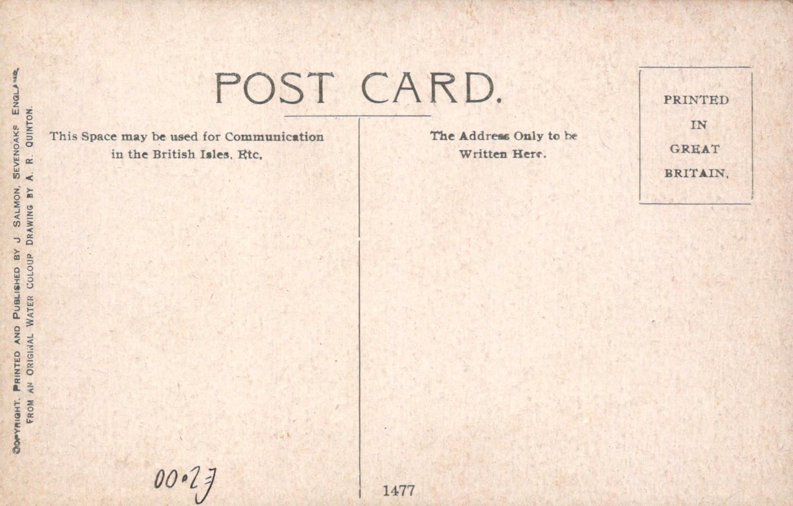 Yorkshire Postcard - The Strid, Bolton Woods - Artist A.R.Quinton - Mo’s Postcards 