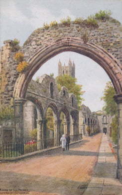 Kent Postcard - Ruins of The Priory, Canterbury Cathedral - Artist A.R.Quinton - Mo’s Postcards 