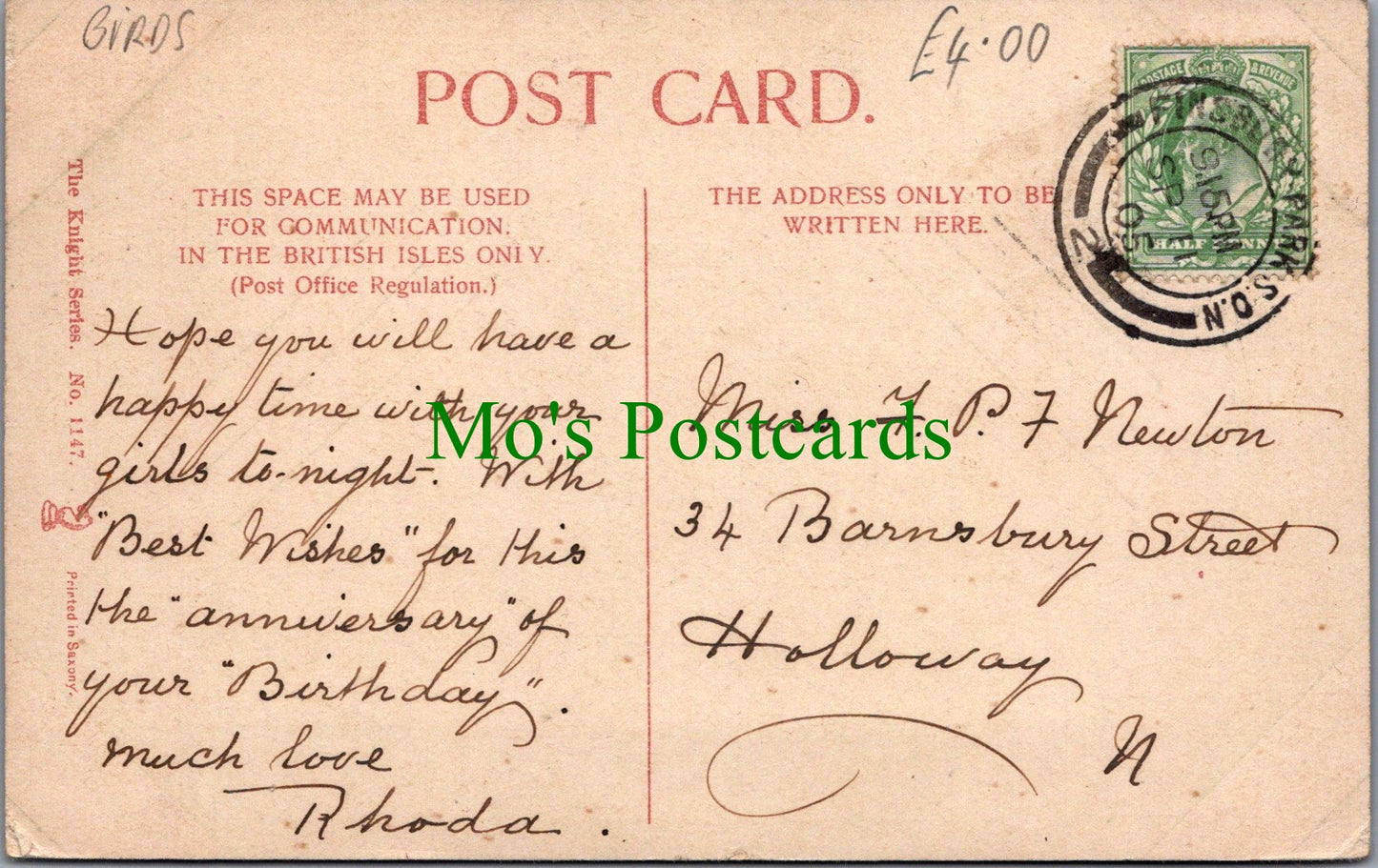 Birds Postcard - The Pleasures of Liberty
