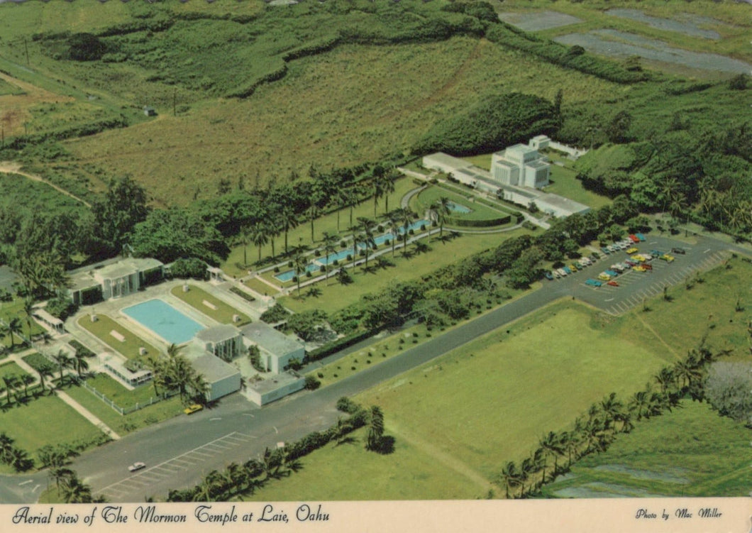 America Postcard - Aerial View of Mormon Temple at Laie on Windward Oahu, Hawaii - Mo’s Postcards 