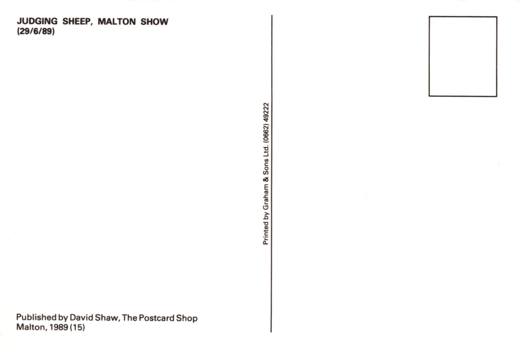 Yorkshire Postcard - Judging Sheep, Malton Show 1989 - Mo’s Postcards 