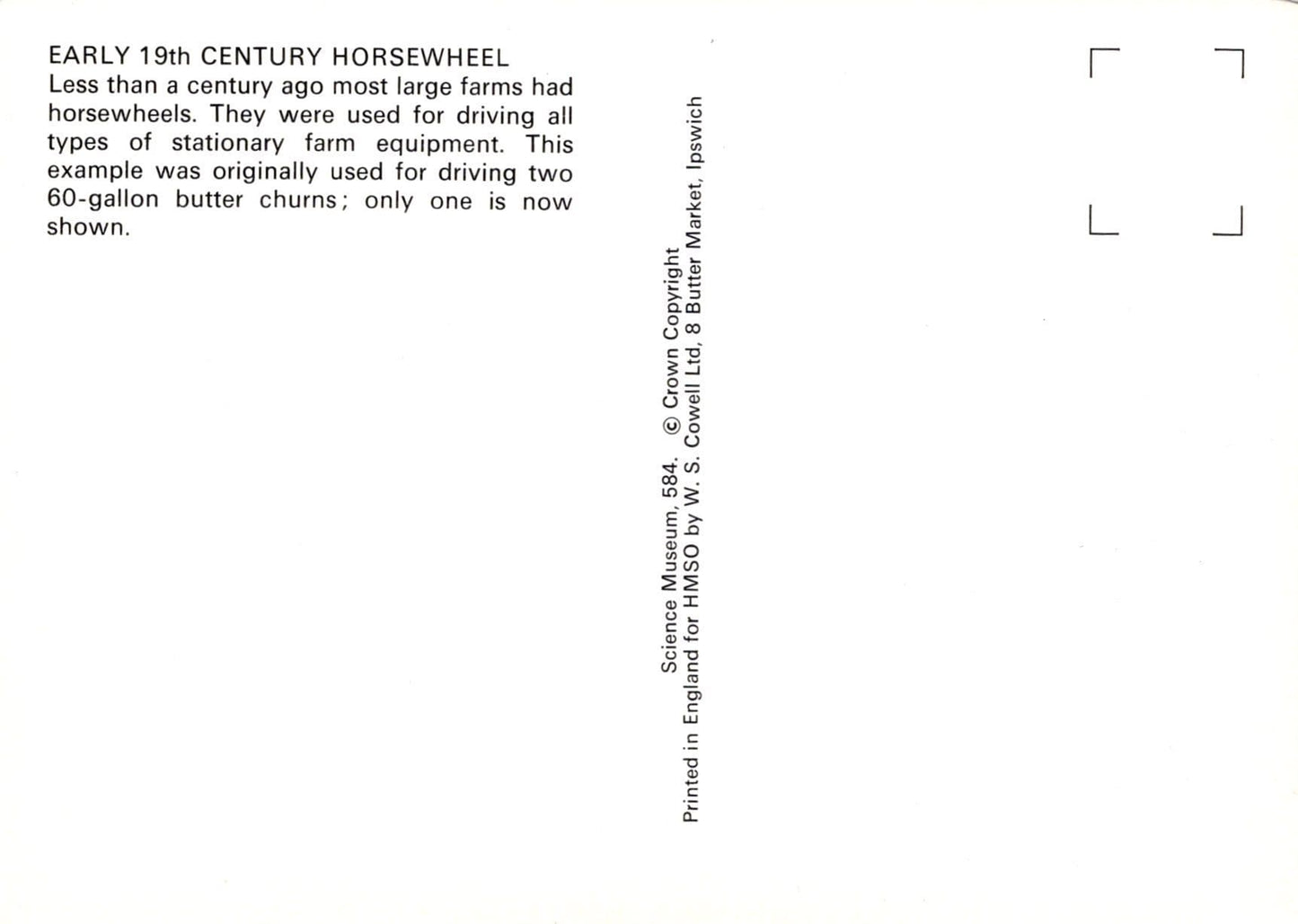 Farming Postcard - Early 19th Century Horsewheel - Science Museum - Mo’s Postcards 