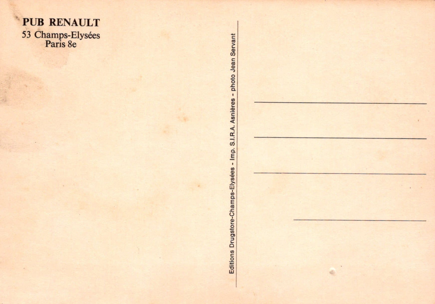 France Postcard - Pub Renault, 53 Champs-Elysees, Paris - Mo’s Postcards 