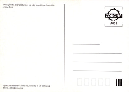 Farming Postcard - Pasovy Traktor Zetor 2023 Urceny Pro Praci Na Vinicich a Chmelnicich - Mo’s Postcards 