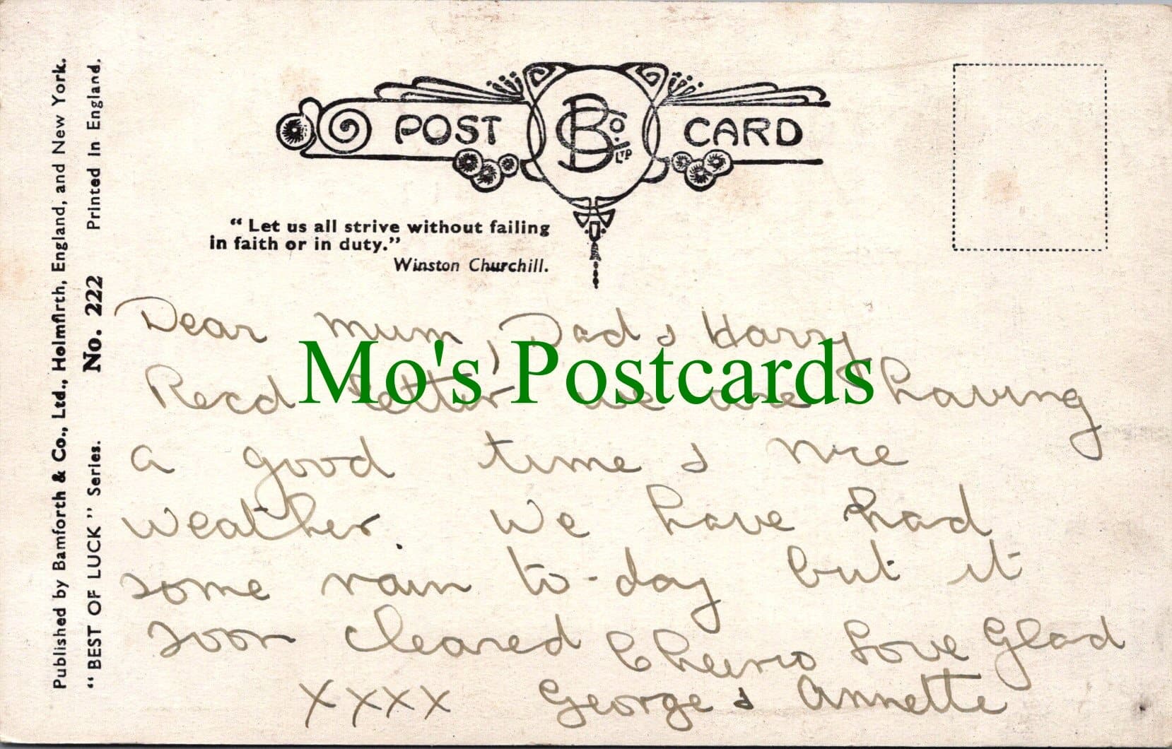 Friendship Postcard - Lots of Luck