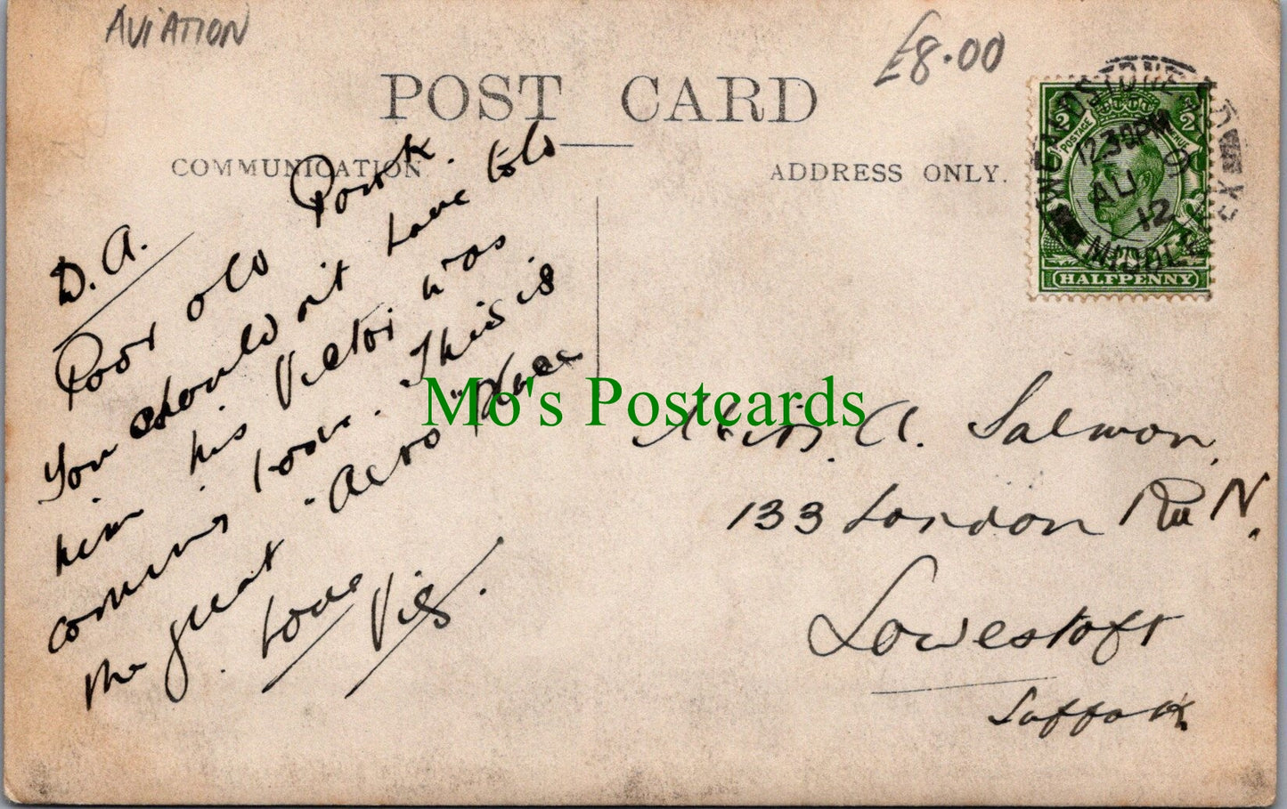 Aviation Postcard - Hendon Flying Grounds