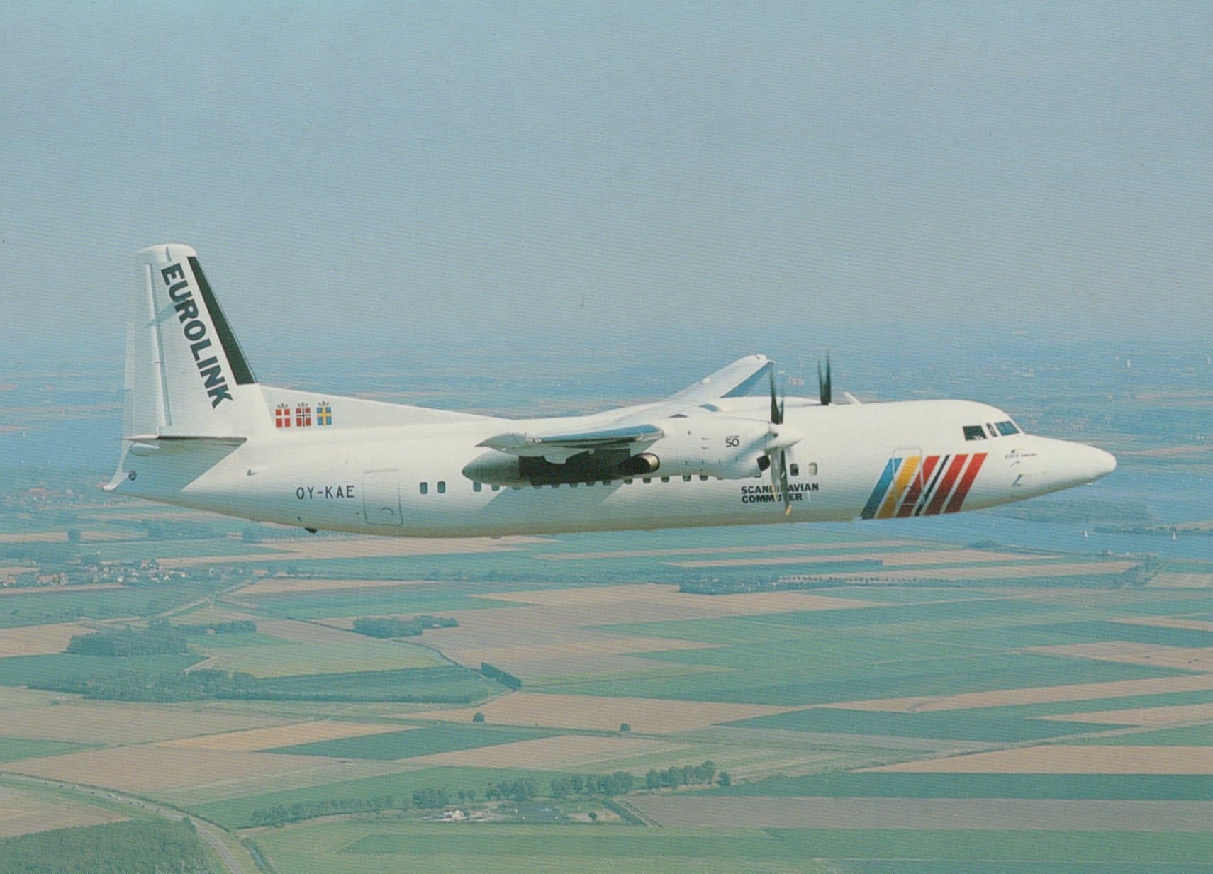 Aviation Postcard - Fokker 50 SAS Scandinavian Commuter OY-KAE Aeroplane - Mo’s Postcards 