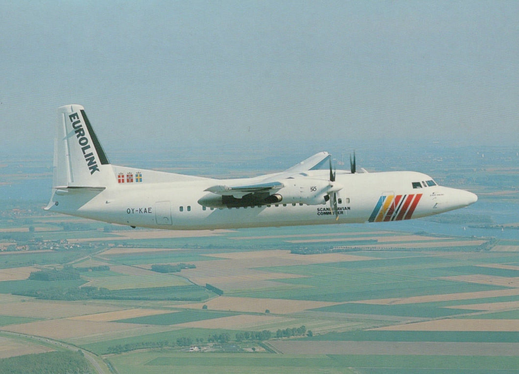 Aviation Postcard - Fokker 50 SAS Scandinavian Commuter OY-KAE Aeroplane - Mo’s Postcards 