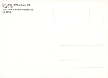 Aviation Postcard - Fokker 50 SAS Scandinavian Commuter OY-KAE Aeroplane - Mo’s Postcards 