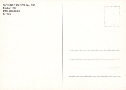 Aviation Postcard - Fokker 100 Inter-Canadien C-FICB Aeroplane - Mo’s Postcards 