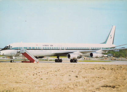 Aviation Postcard - Saber Air of Singapore Douglas DC-8/61CF Aeroplane, London Heathrow, 1972 - Mo’s Postcards 