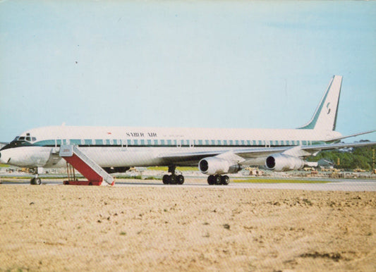 Aviation Postcard - Saber Air of Singapore Douglas DC-8/61CF Aeroplane, London Heathrow, 1972 - Mo’s Postcards 