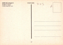 Load image into Gallery viewer, Aviation Postcard - Saber Air of Singapore Douglas DC-8/61CF Aeroplane, London Heathrow, 1972 - Mo’s Postcards 
