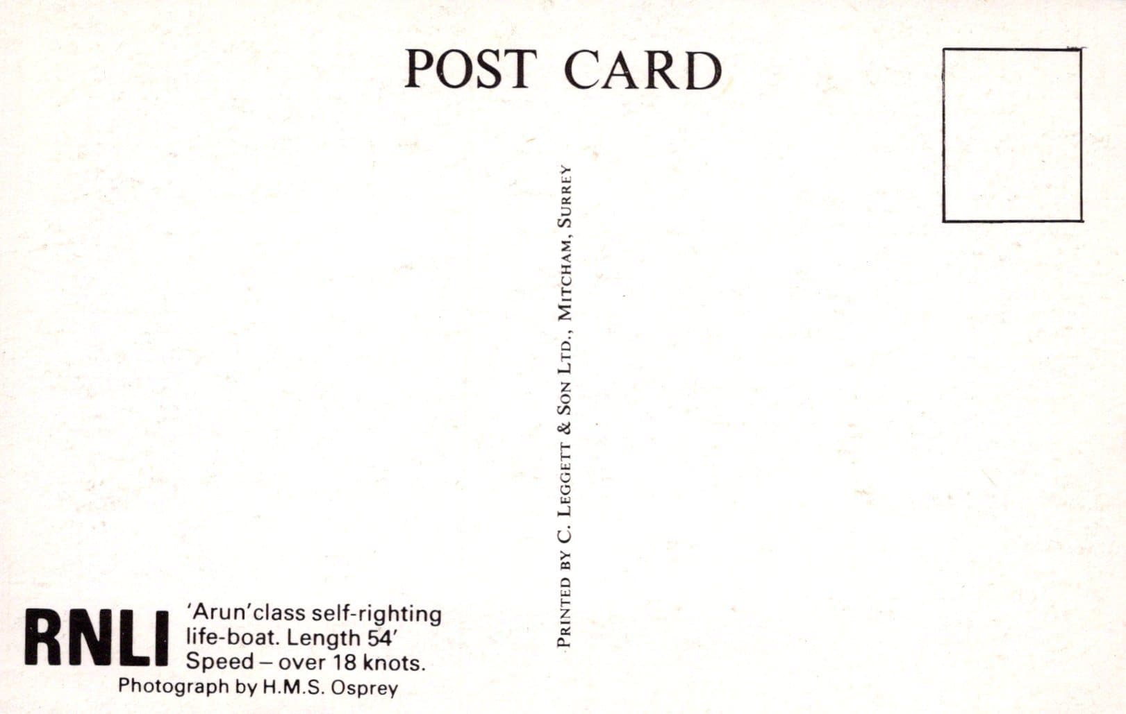 Shipping Postcard - RNLI 'Arun' Class Self-Righting Life-Boat - Mo’s Postcards 