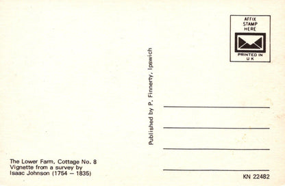 Suffolk Postcard - The Lower Farm, Cottage No 8, Vignette From a Survey By Isaac Johnson - Mo’s Postcards 