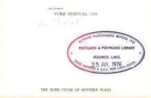 Load image into Gallery viewer, Theatrical Postcard - York Festival 1957 - The York Cycle of Mystery Plays - Mo’s Postcards 
