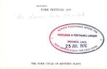 Load image into Gallery viewer, Theatrical Postcard - York Festival 1957 - The York Cycle of Mystery Plays - Mo’s Postcards 
