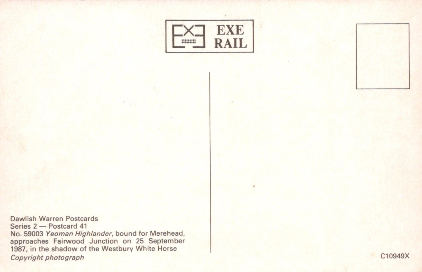 Railways Postcard - No 59003 Yeoman Highlander Approaches Fairwood Junction in 1987 - Mo’s Postcards 