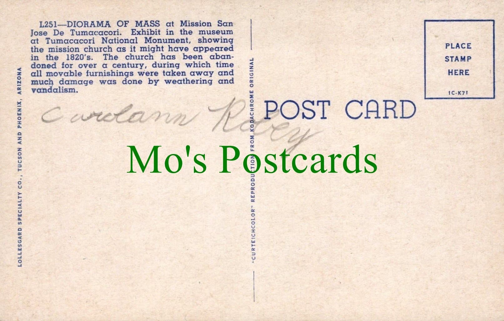 Mission San Jose De Tumacacori, Arizona - Mo’s Postcards 