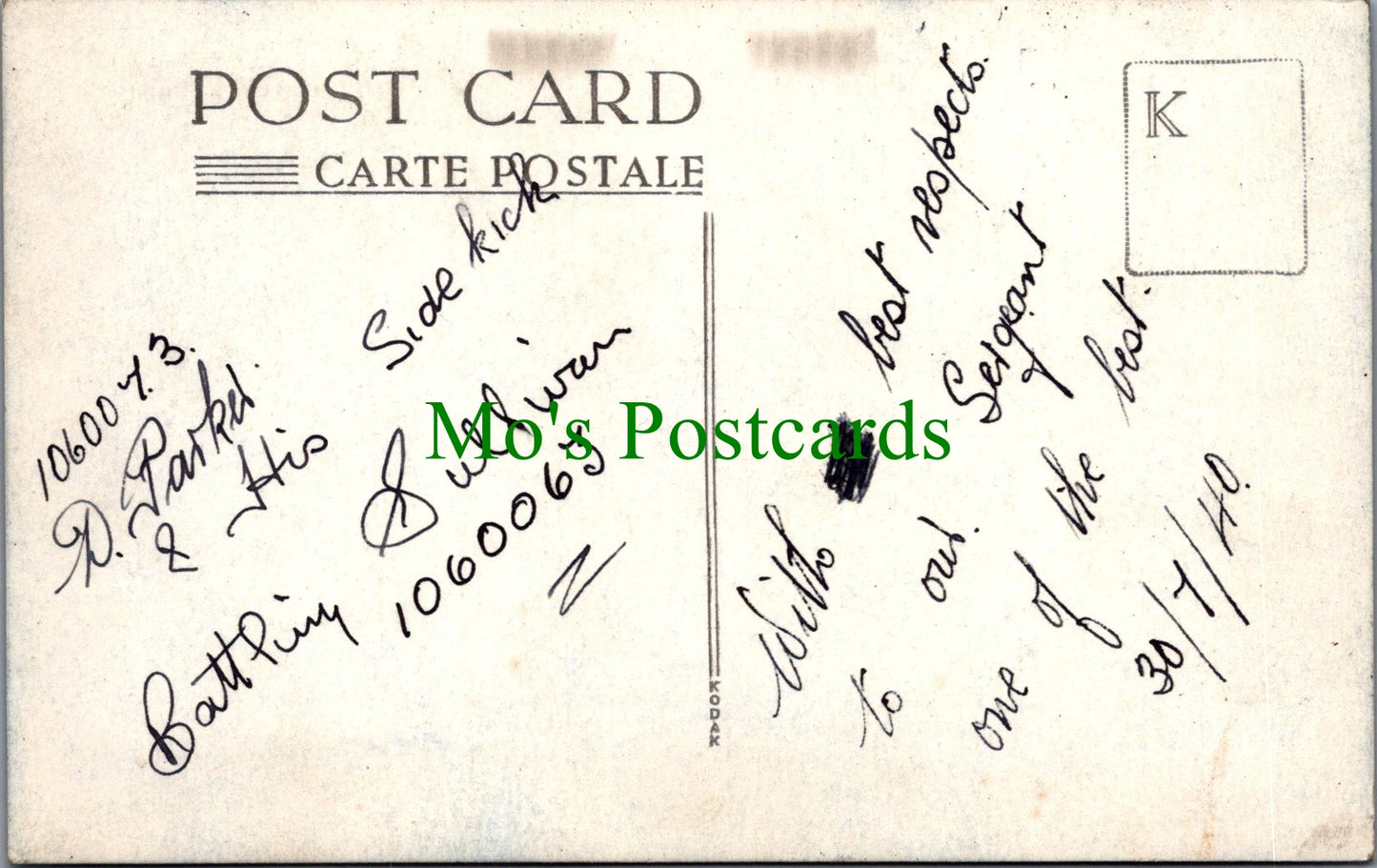 Military Postcard - Two Military Men