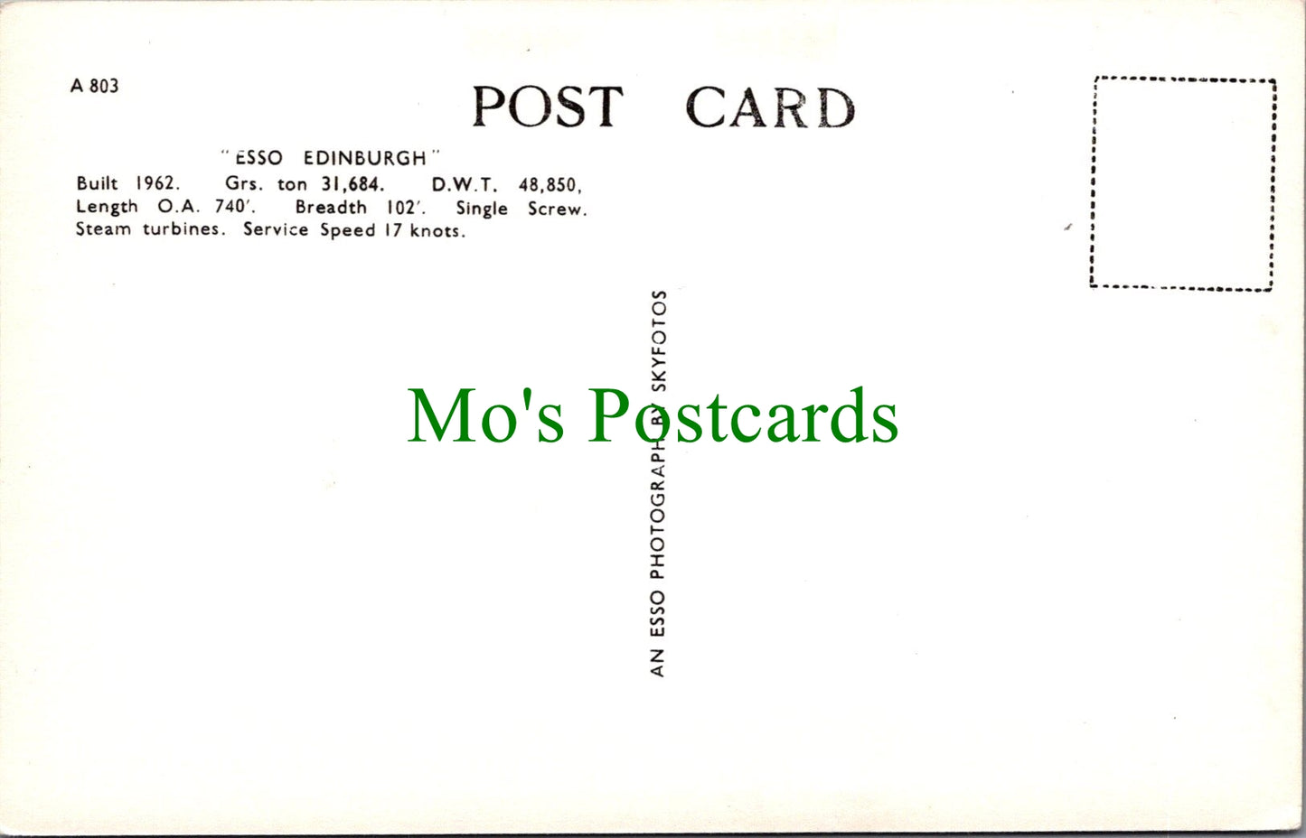 Shipping Postcard, "Esso Edinburgh" Tanker