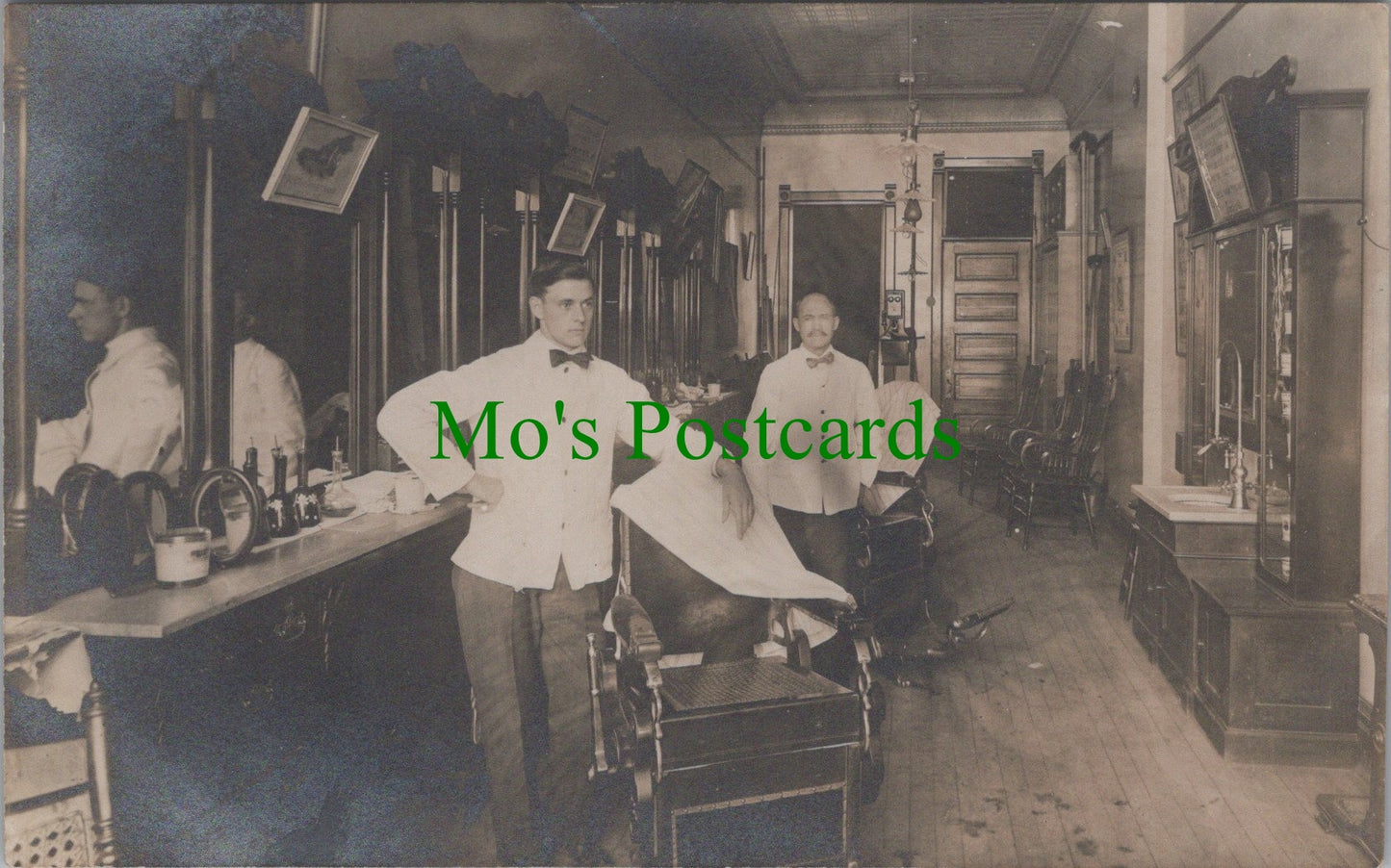 Occupations Postcard - Interior of Barbers Shop