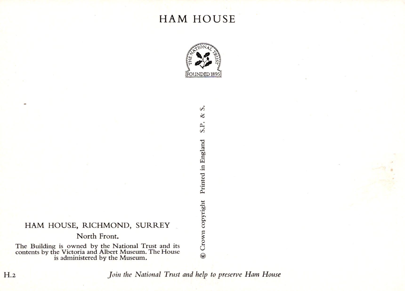Surrey Postcard - The North Front, Ham House, Richmond - Mo’s Postcards 