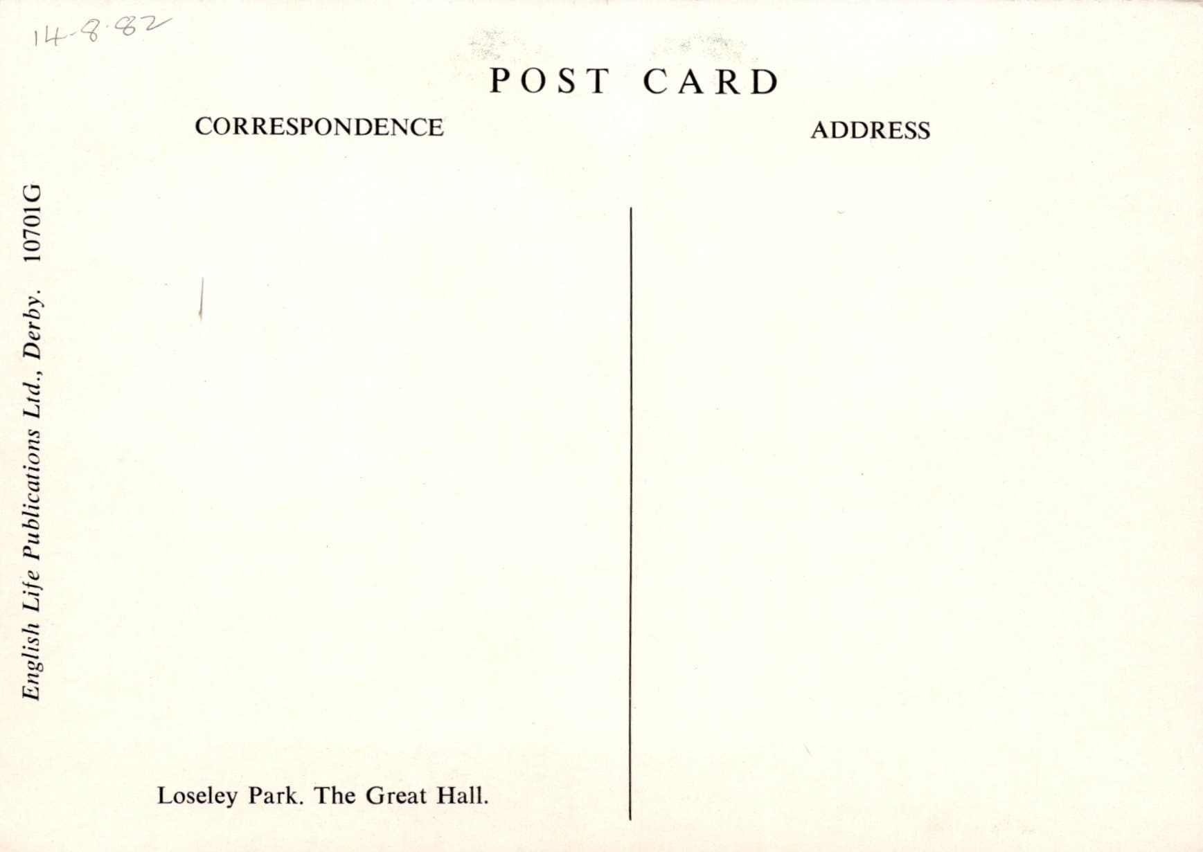 Surrey Postcard - The Great Hall, Loseley Park, Guildford - Mo’s Postcards 