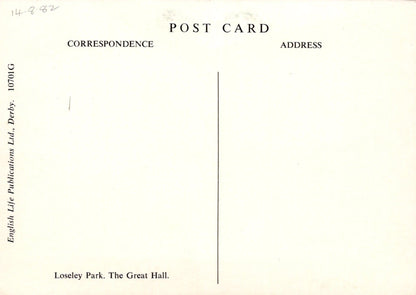 Surrey Postcard - The Great Hall, Loseley Park, Guildford - Mo’s Postcards 