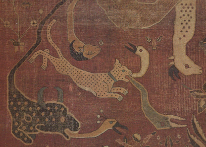 Glasgow Museum Postcard - Fragment of a Grotesque Animal Carpet, Burrell Collection - Mo’s Postcards 
