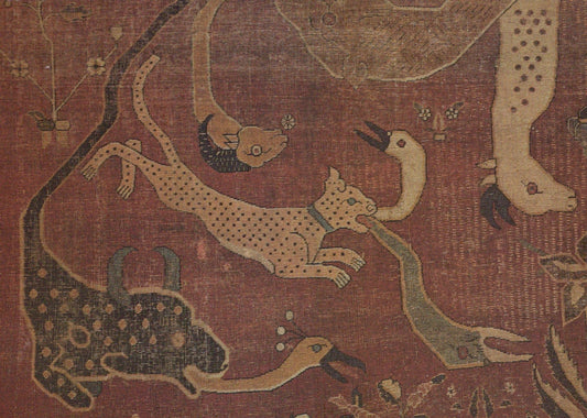 Glasgow Museum Postcard - Fragment of a Grotesque Animal Carpet, Burrell Collection - Mo’s Postcards 