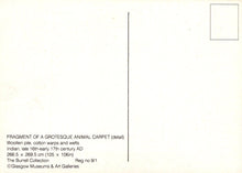 Load image into Gallery viewer, Glasgow Museum Postcard - Fragment of a Grotesque Animal Carpet, Burrell Collection - Mo’s Postcards 
