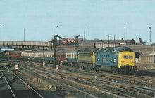 Load image into Gallery viewer, Railways Postcard - Class 55 &#39;Deltic&#39; No.D9019 &#39;Royal Highland Fusilier&#39; at Doncaster in 1969 - Mo’s Postcards 
