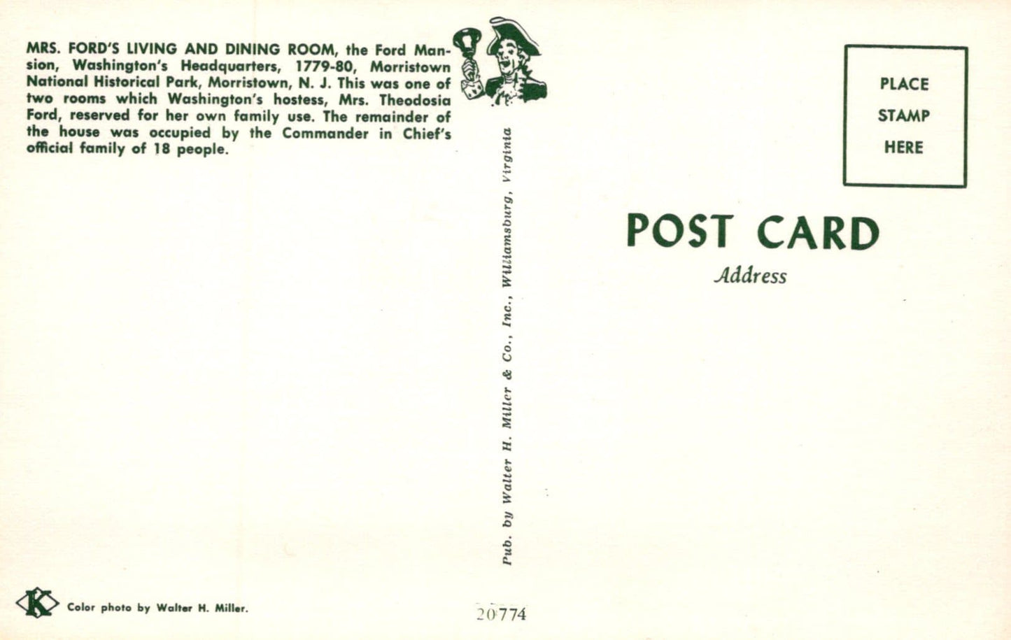 America Postcard - The Ford Mansion, Washington's Headquarters, Morristown, New Jersey - Mo’s Postcards 