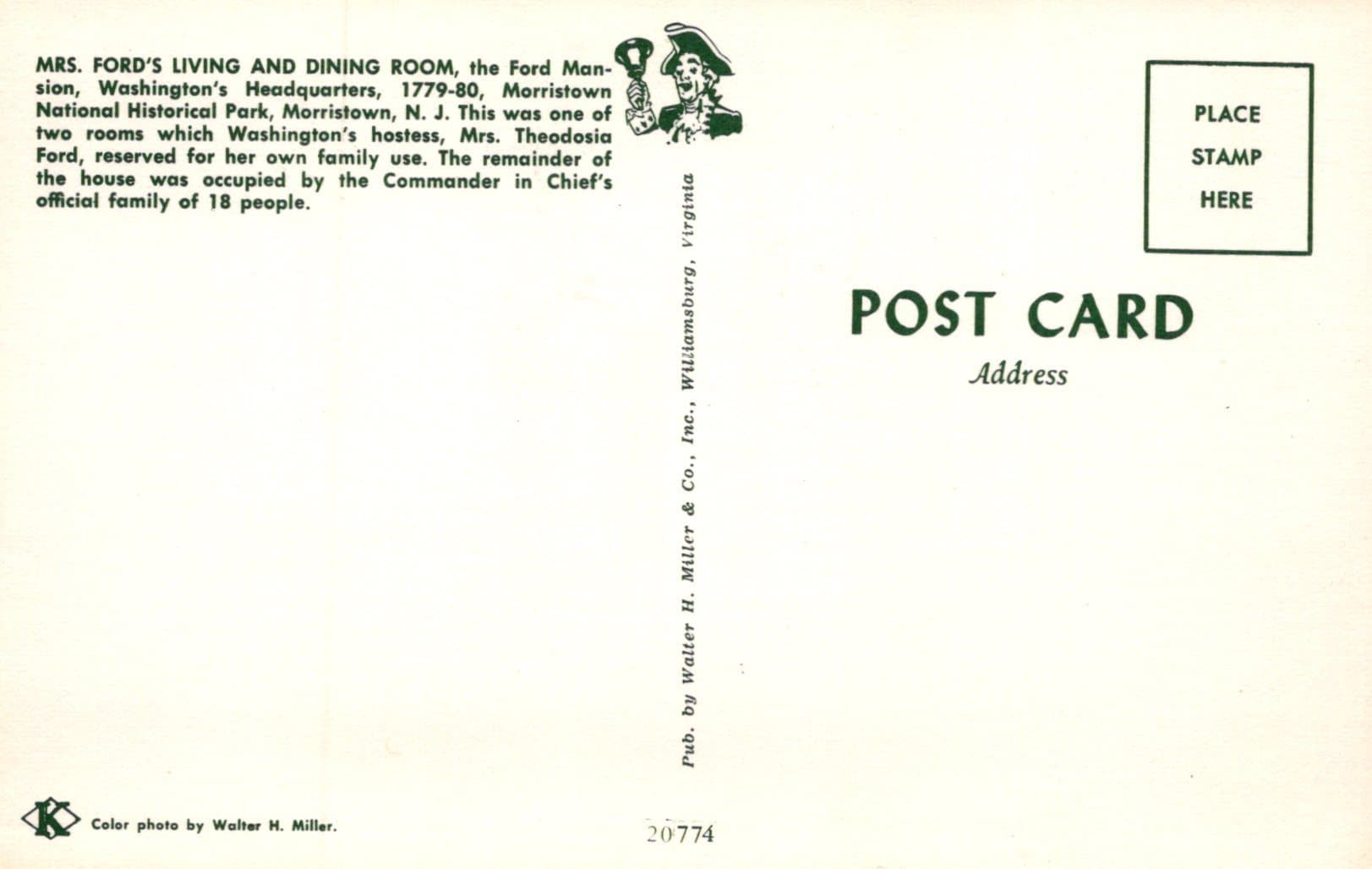 America Postcard - The Ford Mansion, Washington's Headquarters, Morristown, New Jersey - Mo’s Postcards 