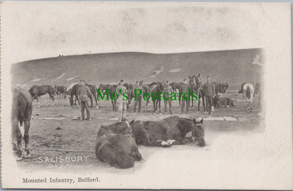 Military Postcard - Mounted Infantry, Bulford, Salisbury