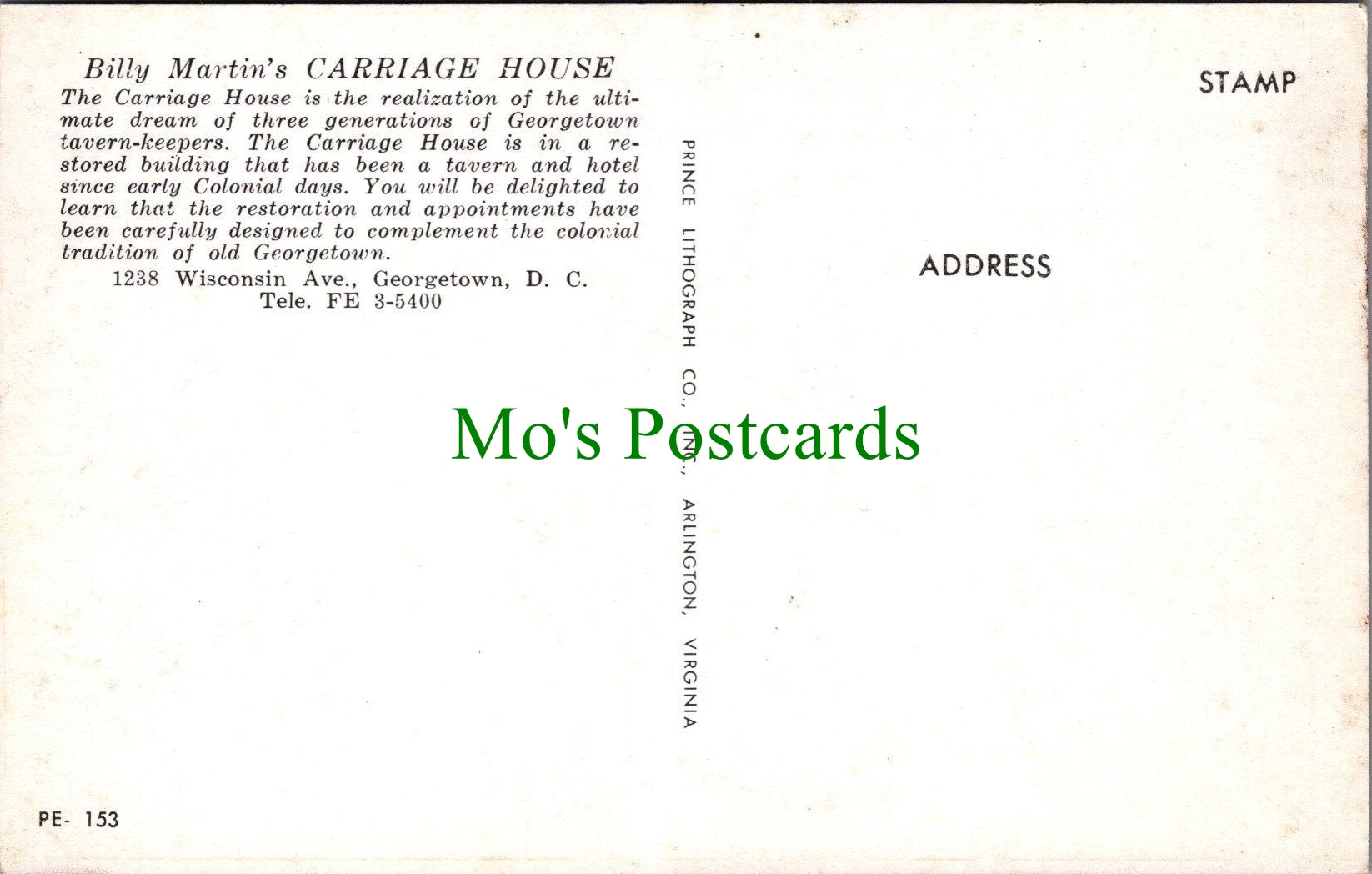 Billy Martin's Carriage House, Georgetown