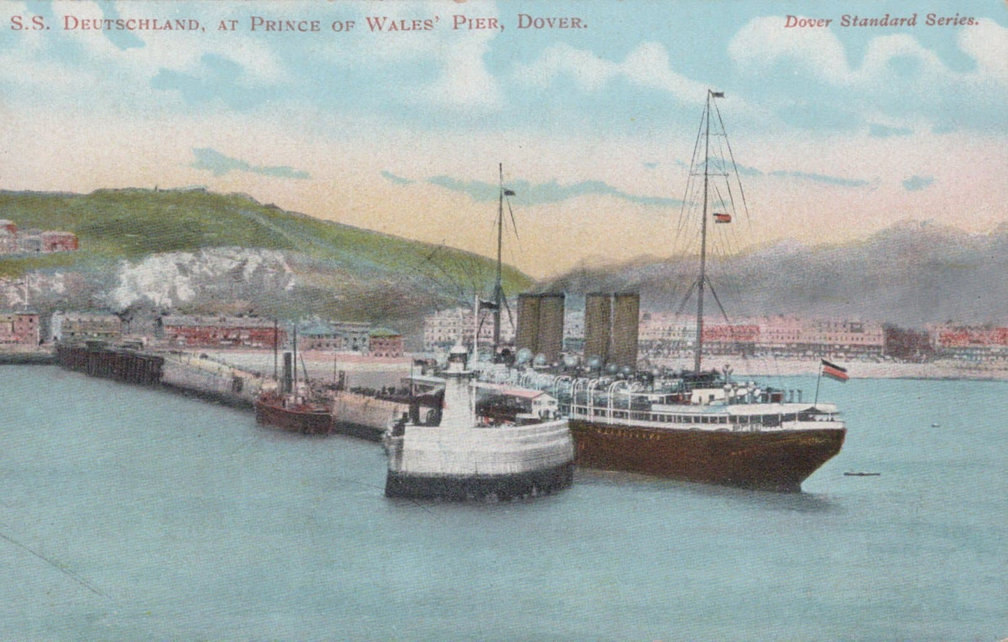Kent Postcard - S.S.Deutschland, at Prince of Wales' Pier, Dover - Mo’s Postcards 