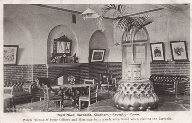 Military Postcard - Royal Naval Barracks, Chatham - Reception Room, 1914 - Mo’s Postcards 