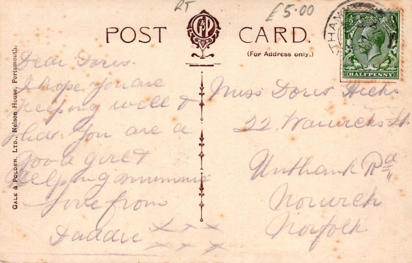 Military Postcard - Royal Naval Barracks, Chatham - Reception Room, 1914 - Mo’s Postcards 