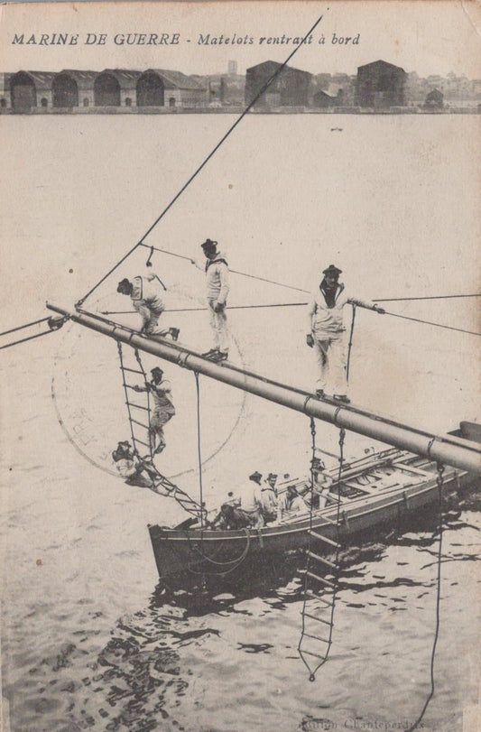 Military Postcard - Marine De Guerre - Matelots Rentrant a Bord, 1914 - Mo’s Postcards 