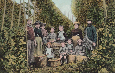 Kent Postcard - Hop Picking - A Group of Home Pickers and Tallyman, 1908 - Mo’s Postcards 