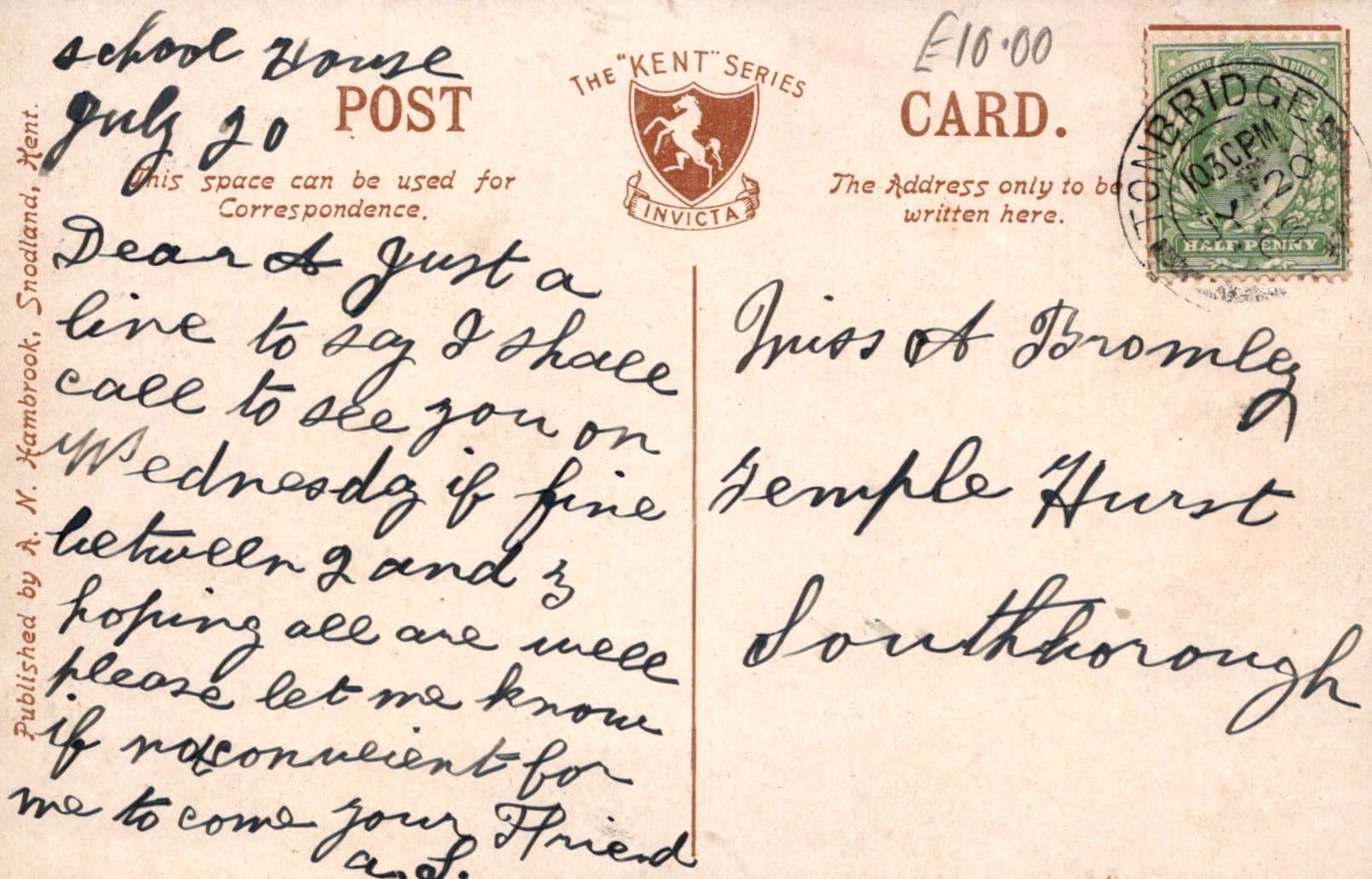 Kent Postcard - Hop Picking - A Group of Home Pickers and Tallyman, 1908 - Mo’s Postcards 