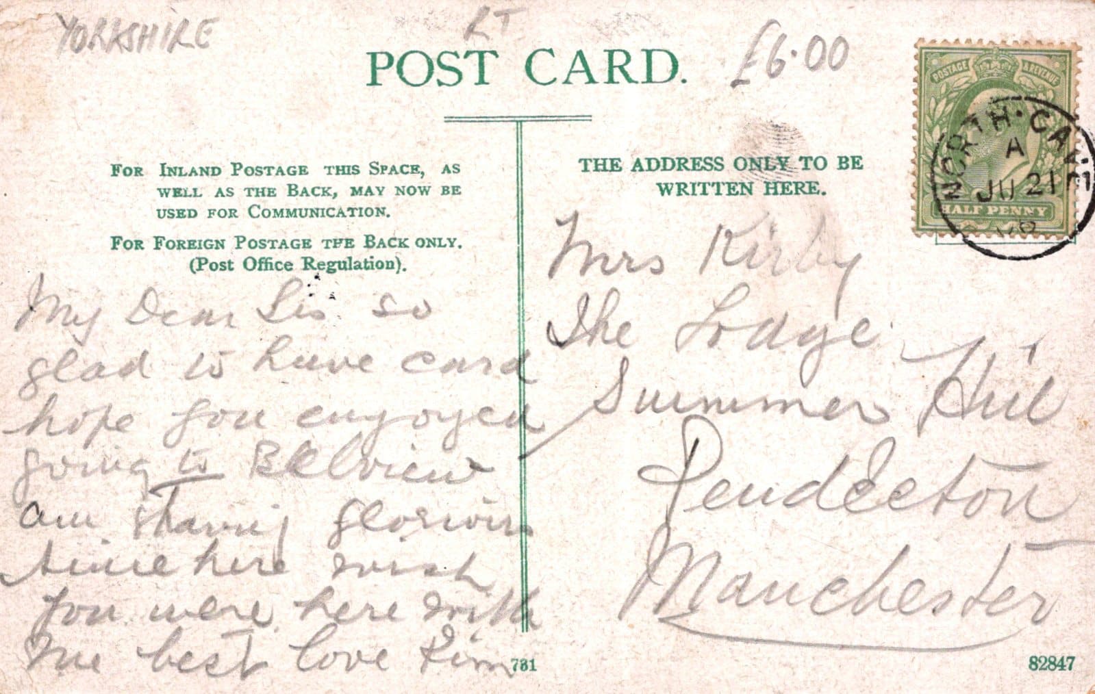 Yorkshire Postcard - Prince Street, Bridlington, 1906 - Mo’s Postcards 
