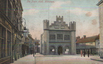 Sussex Postcard - The Town Hall, Horsham, 1905 - Mo’s Postcards 