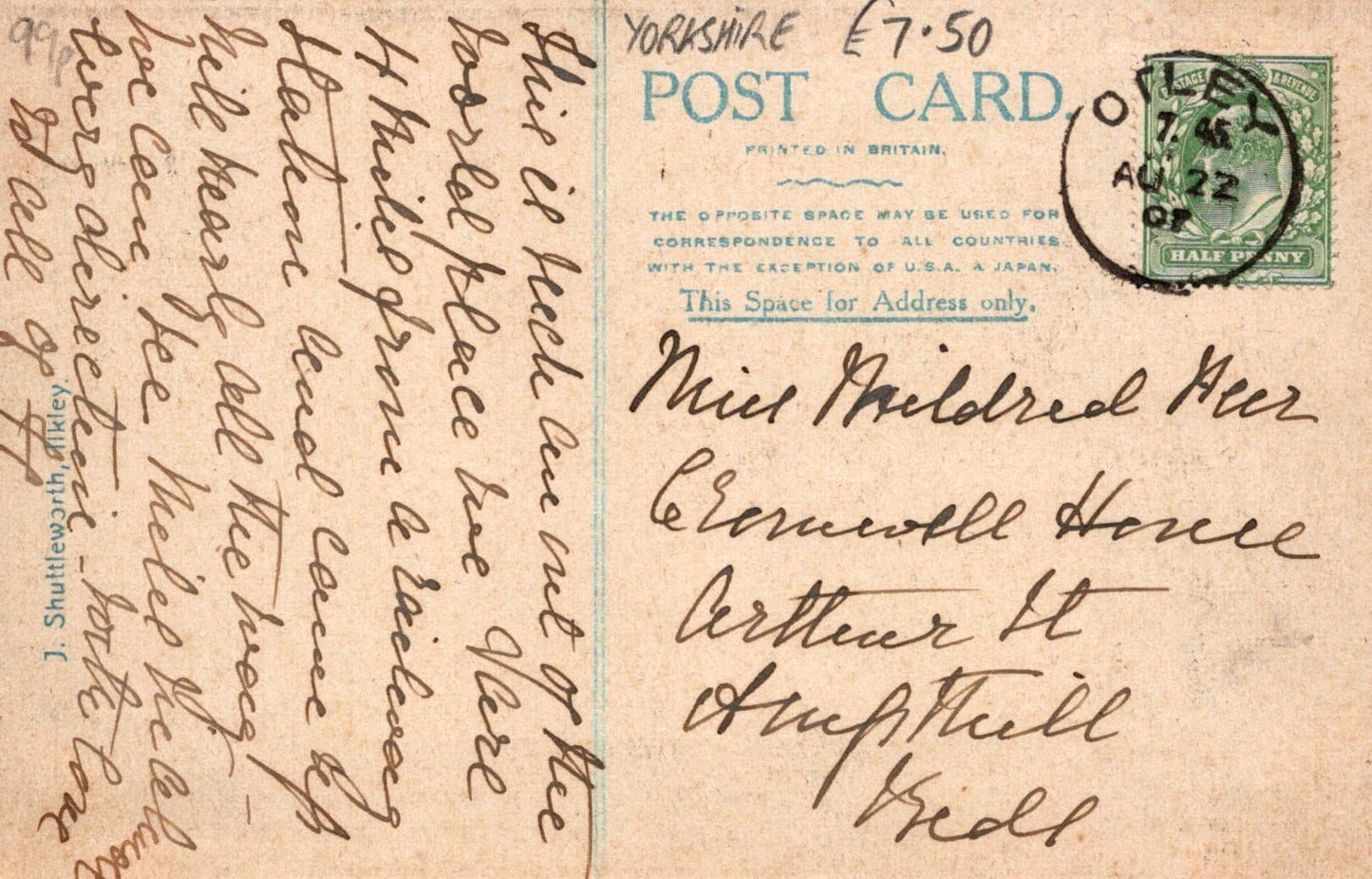 Yorkshire Postcard - Asquith Village, 1907 - Mo’s Postcards 
