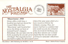 Load image into Gallery viewer, Nostalgia Postcard - Cunard White Star Liner &#39;Mauretania&#39;, 1938 - Mo’s Postcards 
